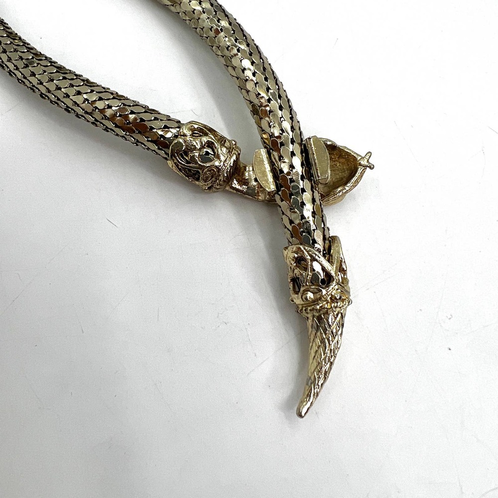 Whiting & Davis Gold Mesh Snake-Head Belt - Picture 4 of 10